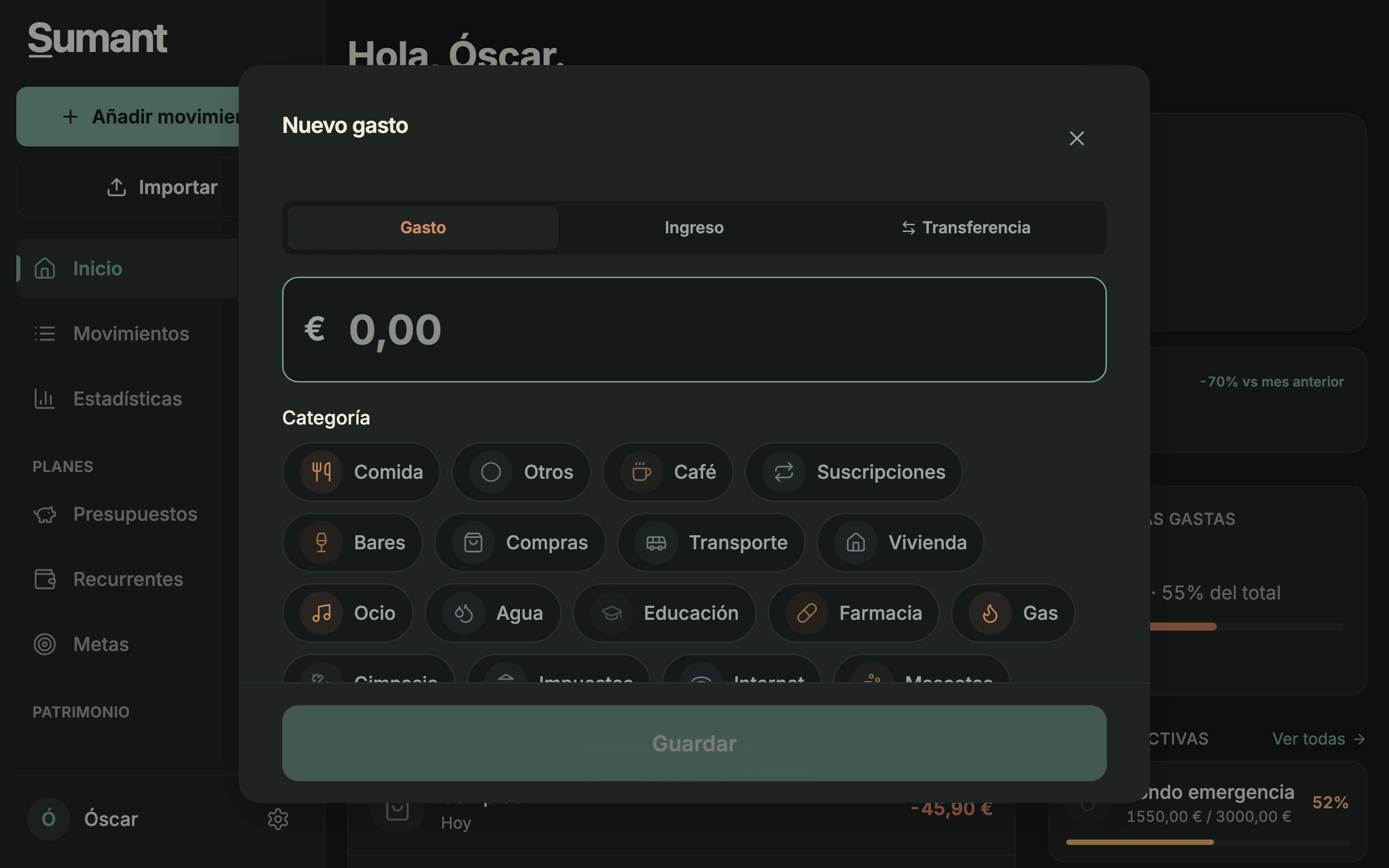 Añadir gasto